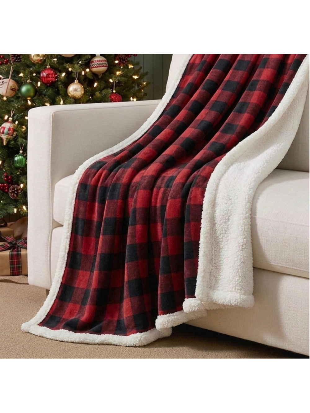 Eddie Bauer Home Cabin Plaid Throw Blanket One Size Red Black